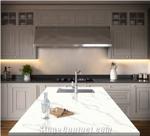 Kitchen Counter Top Calacatta Quartz Slabs Tiles Quality