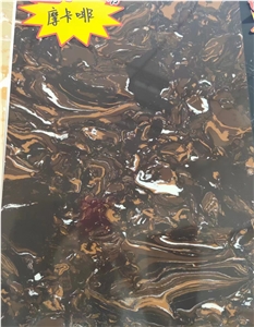 Mocha Brown Artificial Marble Slabs Good Price Tiles