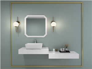 Plain White Artificial Marble Bathroom Basin