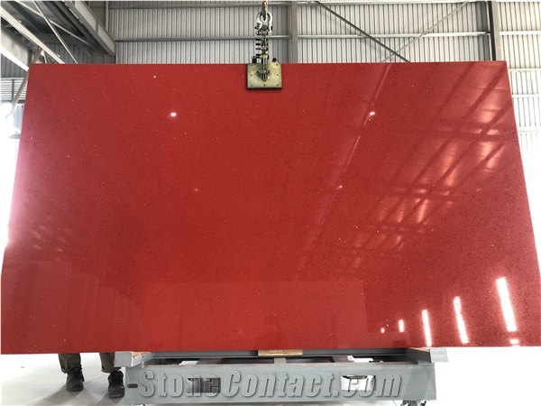 CSC11006 - Ruby Crystal Red Quartz Slabs,Engineered Stone