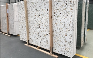 China White Inorganic Terrazzo Stone Flooring Tile Polish