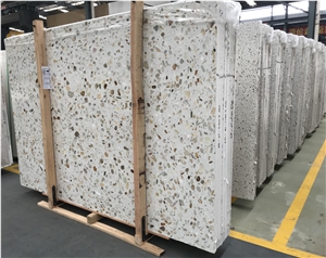China White Inorganic Terrazzo Stone Flooring Tile Polish