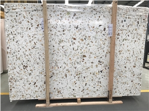 China White Inorganic Terrazzo Stone Flooring Tile Polish