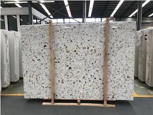 China White Inorganic Terrazzo Stone Flooring Tile Polish
