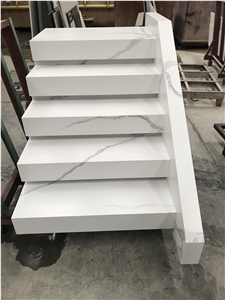 China White Sintered Stone Staircase Step Polish China White Sintered Stone Staircase Step Polish