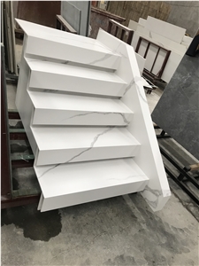China White Sintered Stone Staircase Step Polish