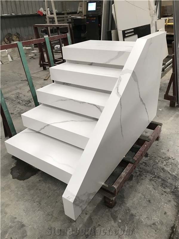China White Sintered Stone Staircase Step Polish