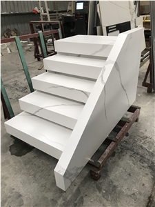 China White Sintered Stone Staircase Step Polish