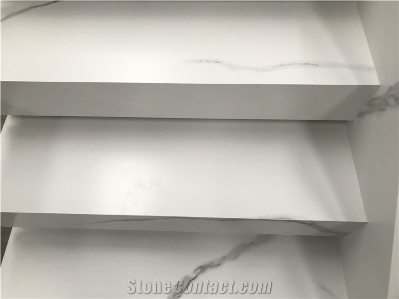 China White Sintered Stone Staircase Step Polish