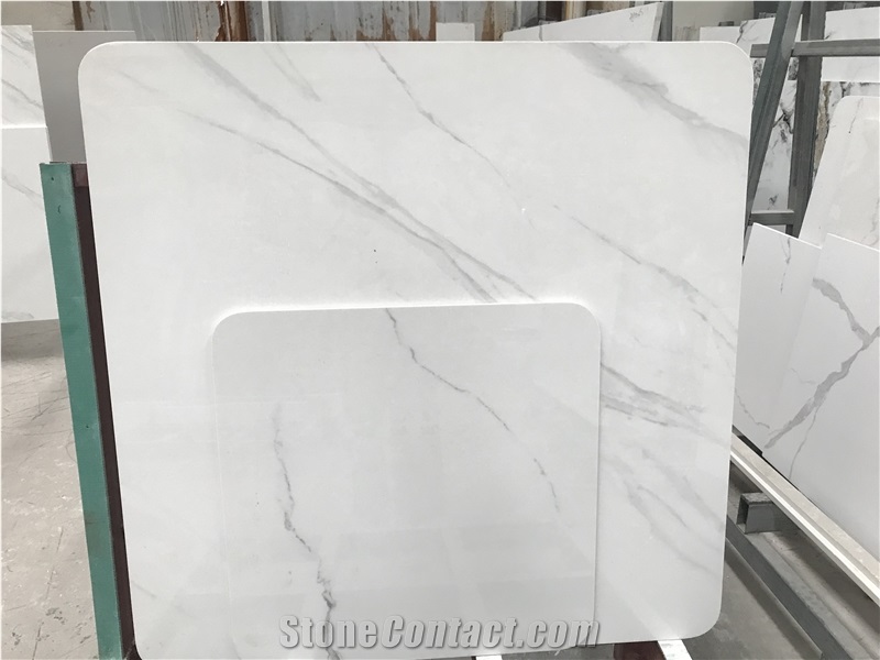 China White Sintered Stone Table Top Round Edge