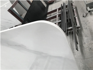 China White Sintered Stone Table Top Round Edge