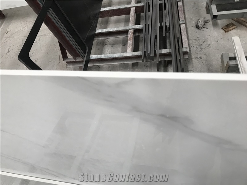 China White Sintered Stone Table Top Round Edge