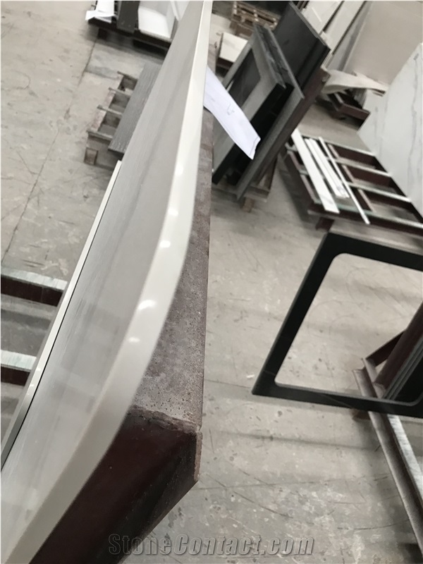 China White Sintered Stone Table Top Round Edge