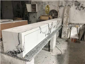 High Quality Calcatta White Sintered Stone Reception TOP