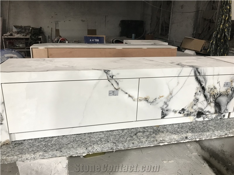 High Quality Calcatta White Sintered Stone Reception TOP