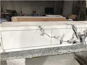 High Quality Calcatta White Sintered Stone Reception TOP
