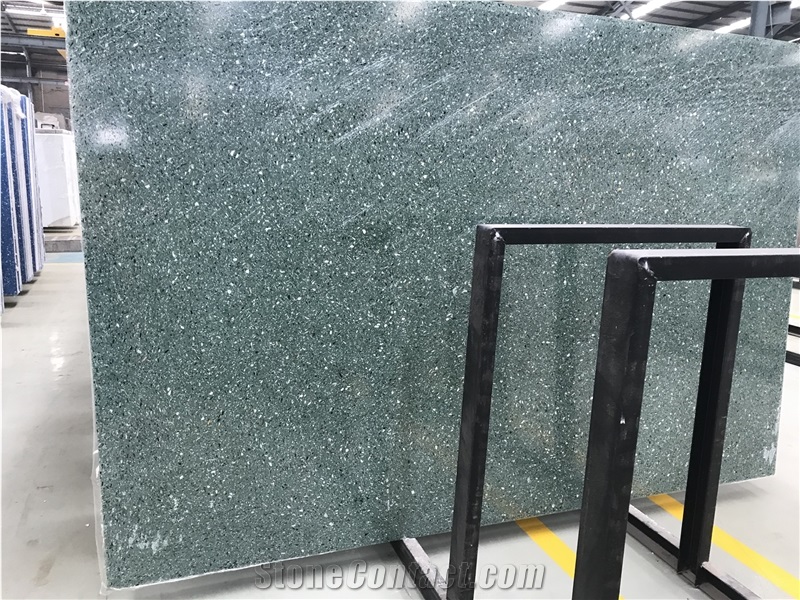 Inorganic Cement  Green Terrazzo Slabs And Flooring