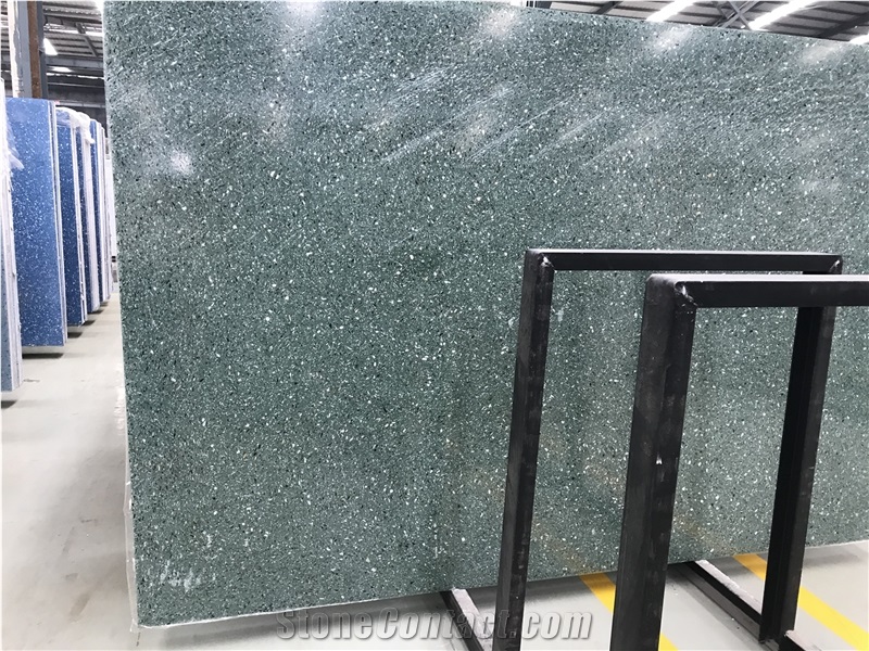 Inorganic Cement  Green Terrazzo Slabs And Flooring