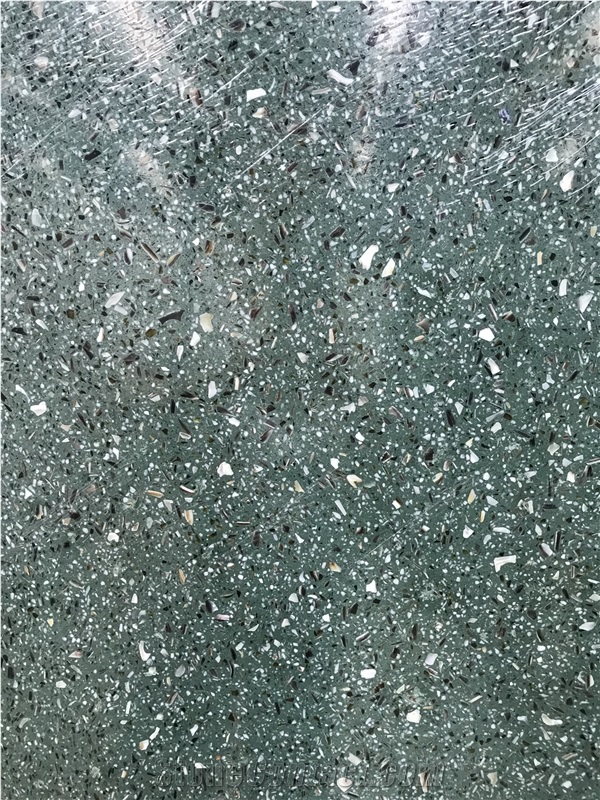 Inorganic Cement  Green Terrazzo Slabs And Flooring