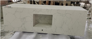 White Pattern Artificial Marble Bathroom Vanity Countertops