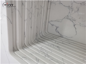 White Pattern Artificial Marble Bathroom Vanity Countertops