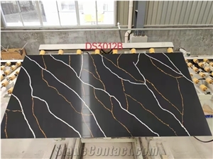 Black Calacatta Quartz Stone Slab Grey Slabs Big Surface