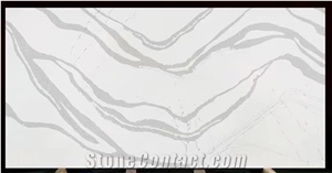 Calacatta Quartz Stone Slab For Tiles  Artificial Stone