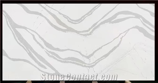 Calacatta Quartz Stone Slab For Tiles  Artificial Stone