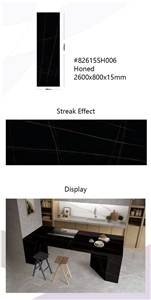High End Elegant Black Honed Sintered Stone Slabs Artificial