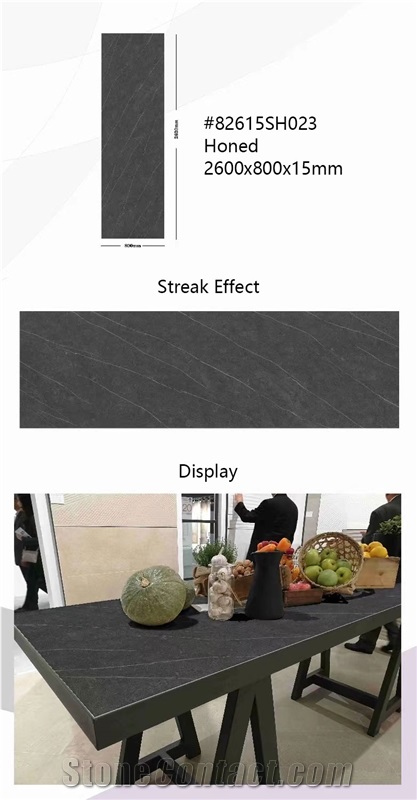 High End Elegant Black Honed Sintered Stone Slabs Artificial