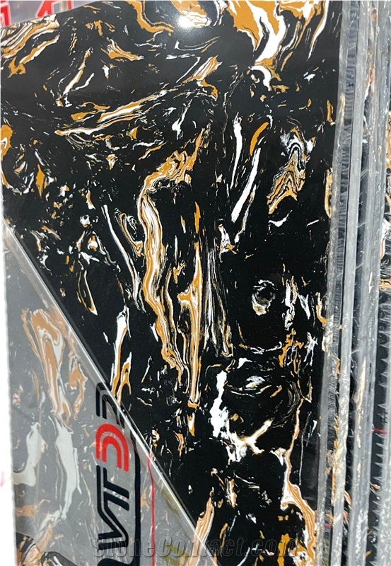 Special Price Artificial Marble Engineered Stone Black Gold