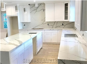 Very Fashion Design For Kitchen Top Calacatta White Quartz
