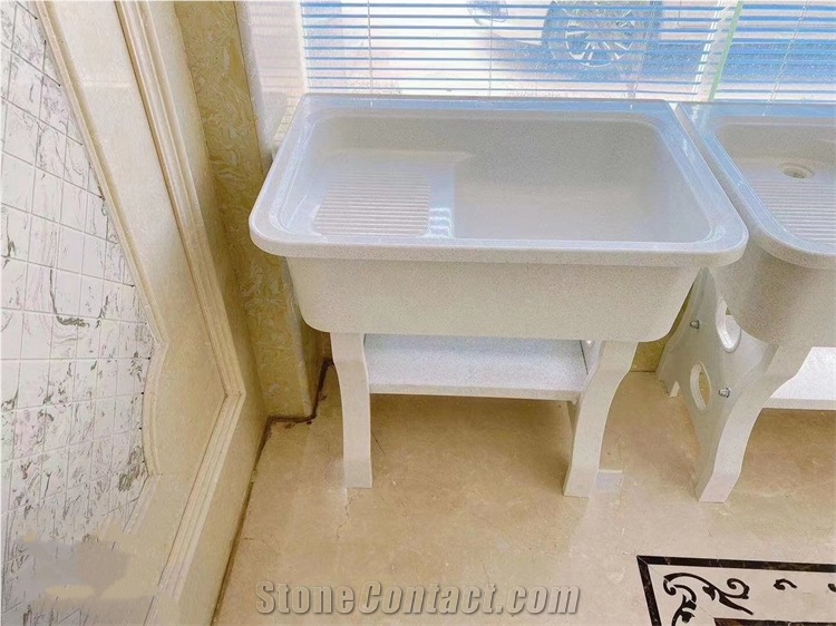 Wash Basin Bathroom Wash Clothes White Quartz Stone Basin