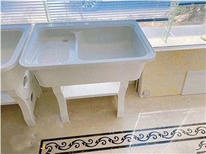 Wash Basin Bathroom Wash Clothes White Quartz Stone Basin