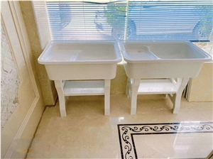Wash Basin Bathroom Wash Clothes White Quartz Stone Basin
