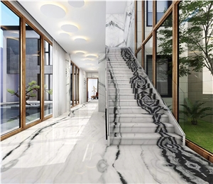 Celebrity Stairs China Panda White Marble Stair Treads