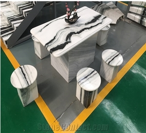 China Panda White Black Dining Table