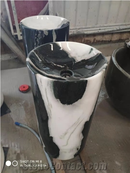 Popular Wash Basins China Panda White Black Marble