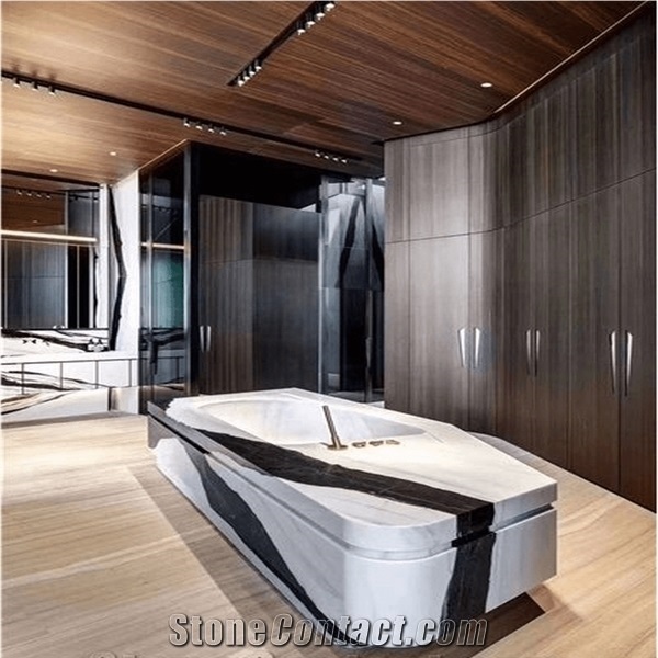 Popular Wash Basins China Panda White Black Marble