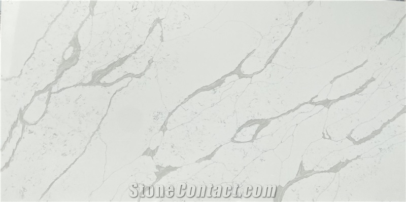 Calacatta Quartz White Slab Kitchen Engineered Artificial