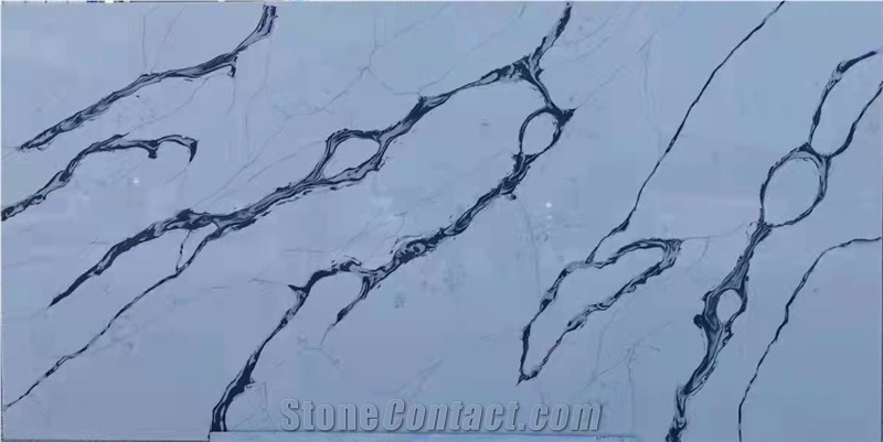 Calacatta Quartz White Slab Kitchen Engineered Artificial