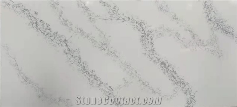 Calacatta Quartz White Slab Kitchen Engineered Artificial