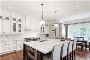 Calacatta Quartz White Slab Kitchen Engineered Artificial