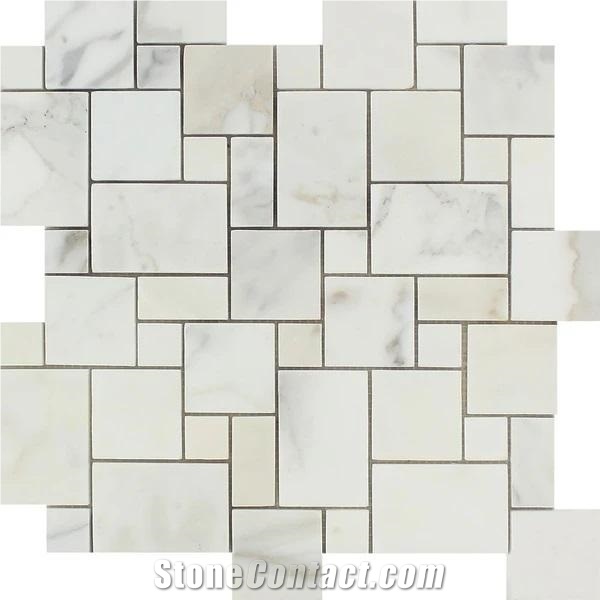 Golden Calacatta Mosaic Tile Cut To Size Polish Tumbled