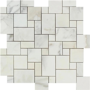 Golden Calacatta Mosaic Tile Cut To Size Polish Tumbled