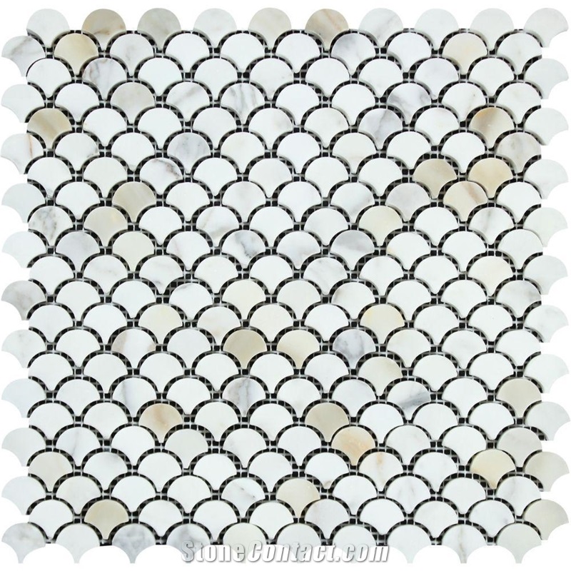 Golden Calacatta Mosaic Tile Cut To Size Polish Tumbled