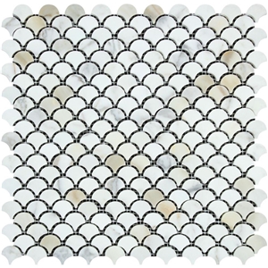 Golden Calacatta Mosaic Tile Cut To Size Polish Tumbled