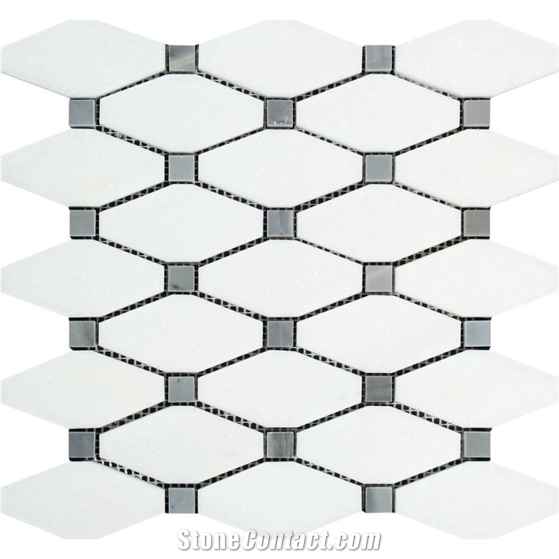Thassos White Lantern Mosaic Pure Tile Waterjet Cut To Size Kitchen