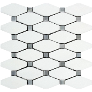 Thassos White Lantern Mosaic Pure Tile Waterjet Cut To Size Kitchen