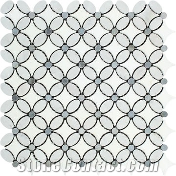 Thassos White Lantern Mosaic Pure Tile Waterjet Cut To Size Kitchen